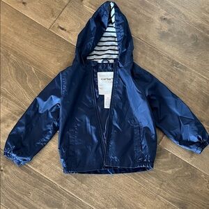 Carter's Dark Blue Kids Raincoat with Striped Lining
